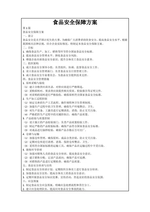 食品安全保障方案