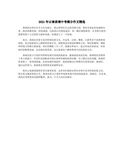2021年云南曲靖中考满分作文精选