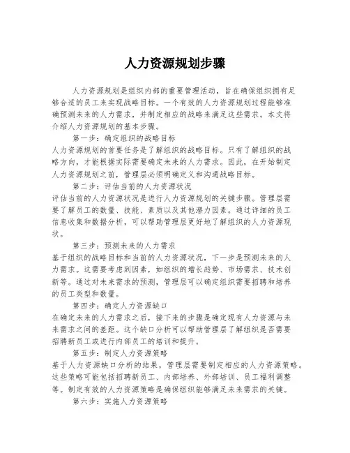 人力资源规划步骤