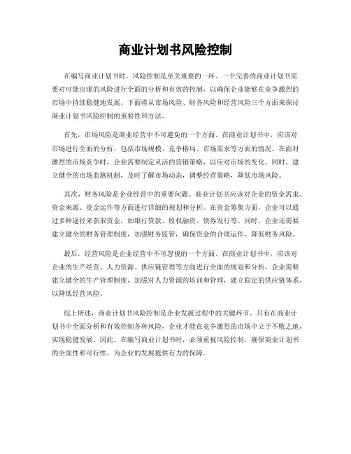 商业计划书风险控制