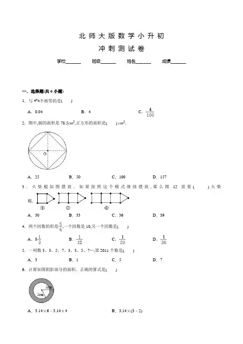 北师大版数学小升初检测卷含答案