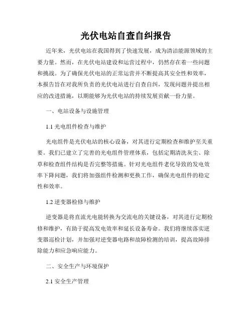 光伏电站自查自纠报告