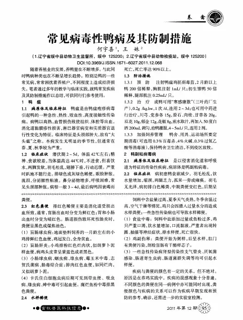 常见病毒性鸭病及其防制措施