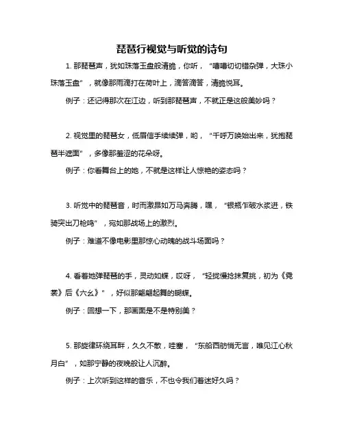 琵琶行视觉与听觉的诗句
