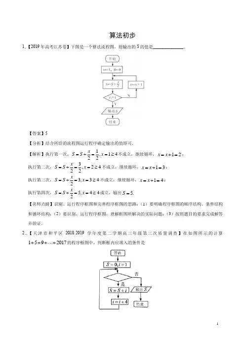 算法初步高考综合试题(含答案)