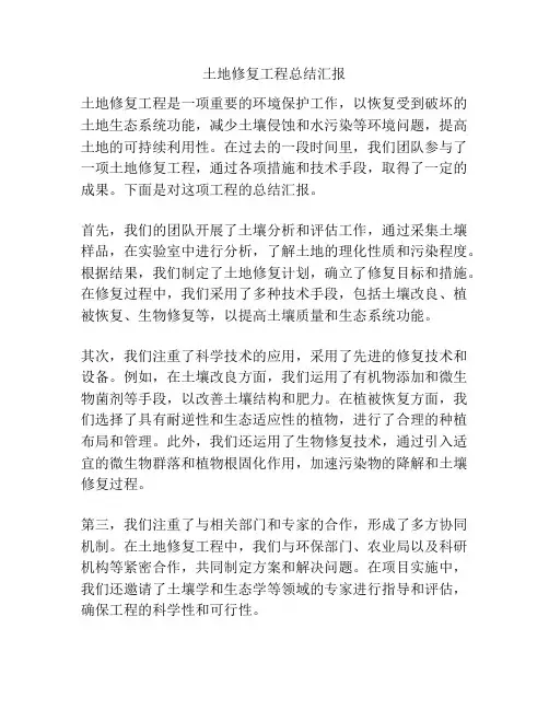 土地修复工程总结汇报