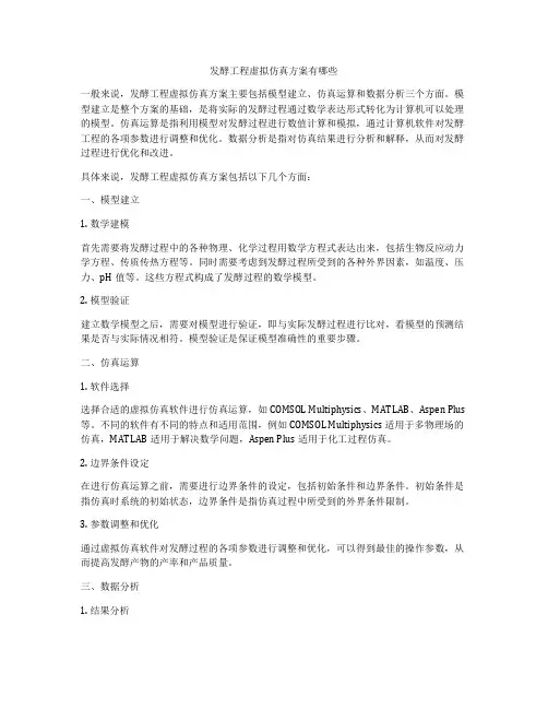 发酵工程虚拟仿真方案有哪些