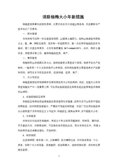 消除杨梅大小年新措施