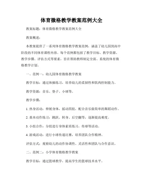 体育微格教学教案范例大全
