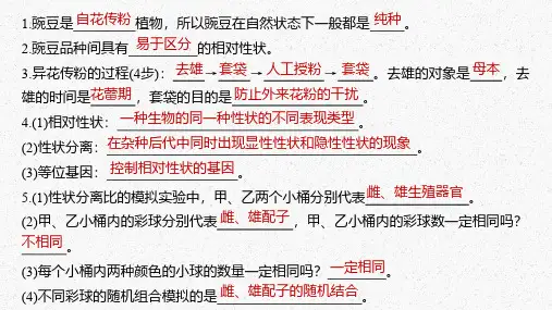 高中必修二生物分离定律总结
