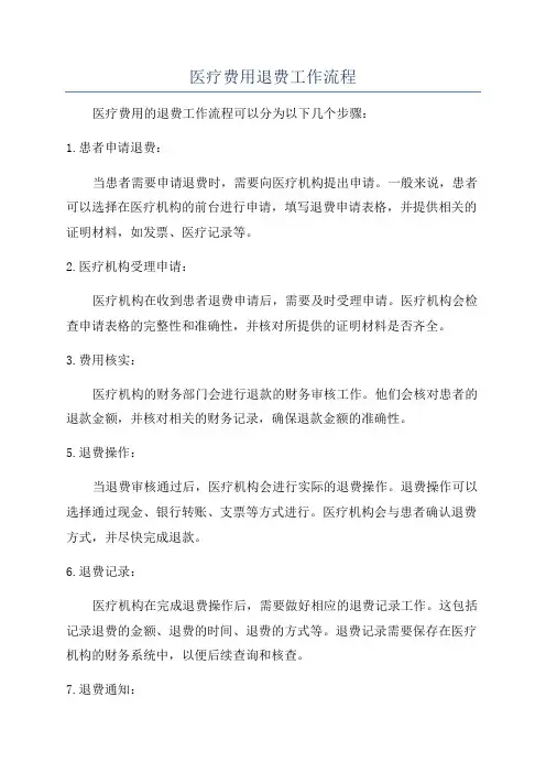 医疗费用退费工作流程