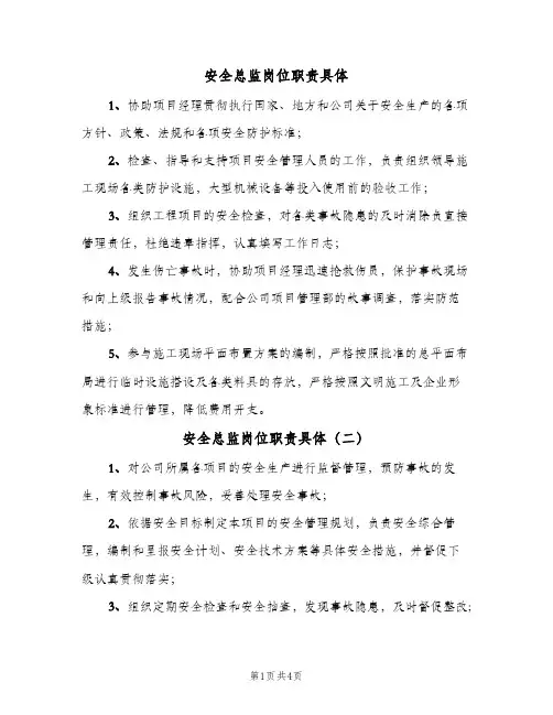 安全总监岗位职责具体(五篇)