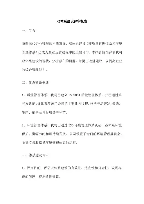 双体系建设评审报告