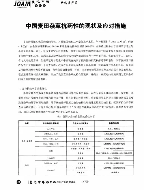 中国麦田杂草抗药性的现状及应对措施