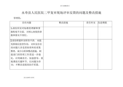 二甲评审反馈问题整改方案报告