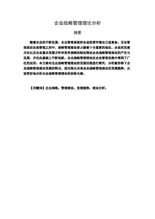 企业战略管理理论分析