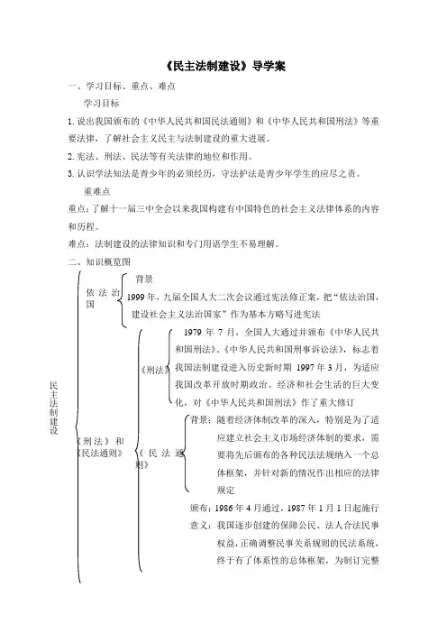 华师大版-历史-八年级下册-《民主法制建设》导学案