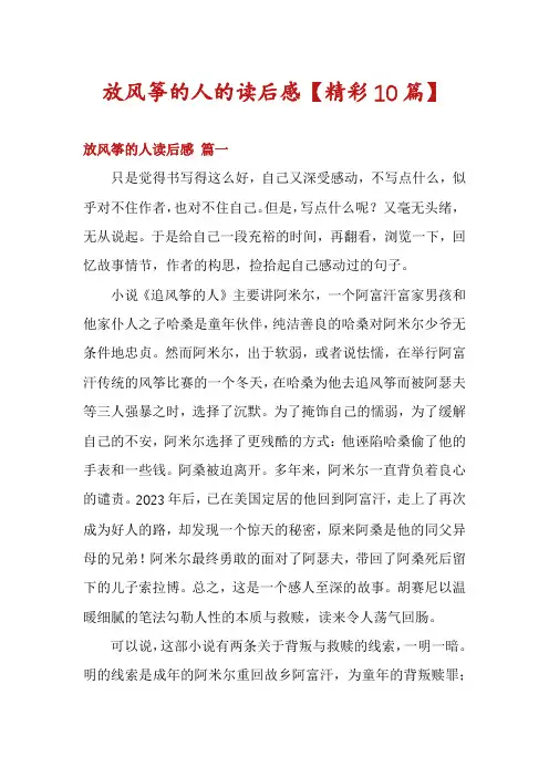 放风筝的人的读后感【精彩10篇】