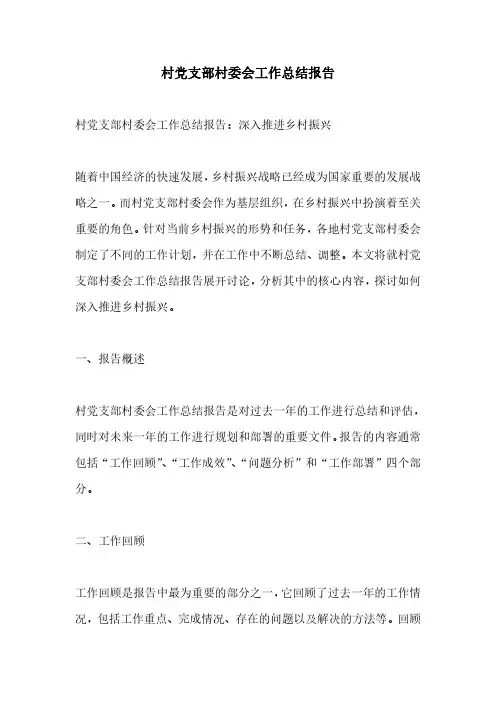村党支部村委会工作总结报告