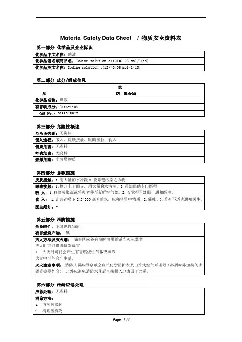 碘液MSDS
