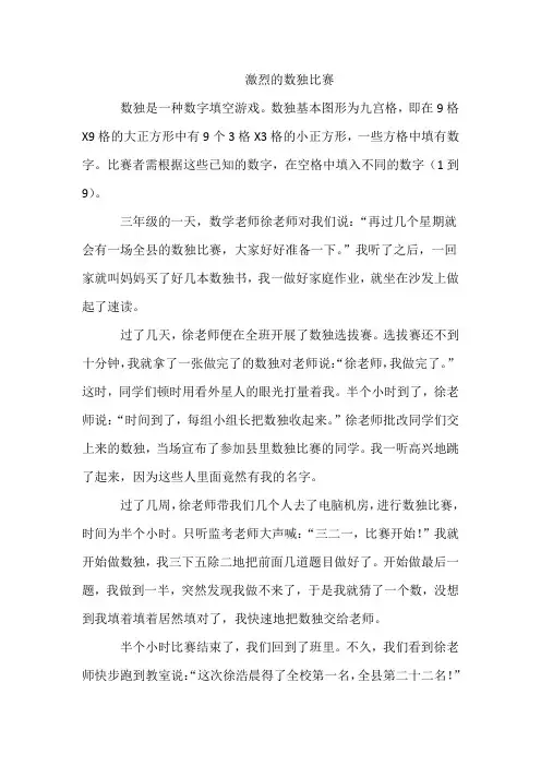 激烈的数独比赛 作文600字