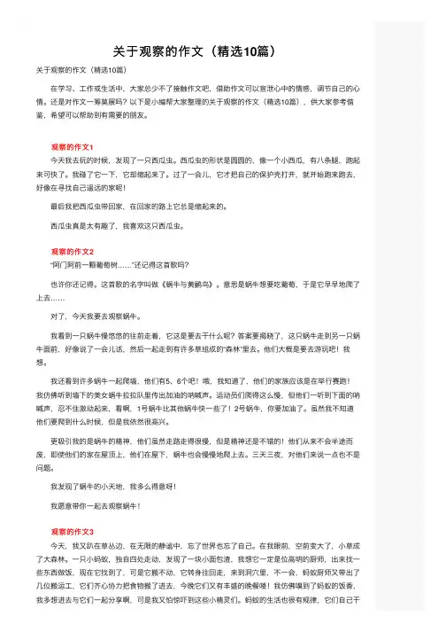 关于观察的作文（精选10篇）