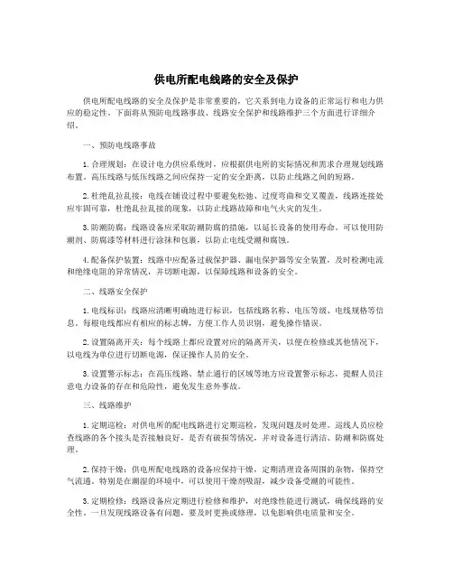 供电所配电线路的安全及保护
