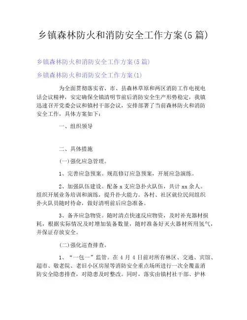 乡镇森林防火和消防安全工作方案(5篇)