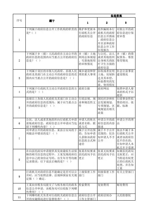 G《政府信息公开条例》题库