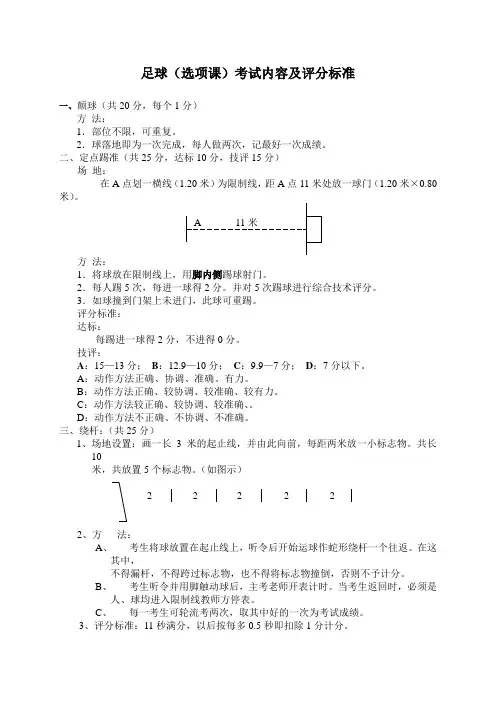 体育与健康足球选项课考试项目、方法与标准