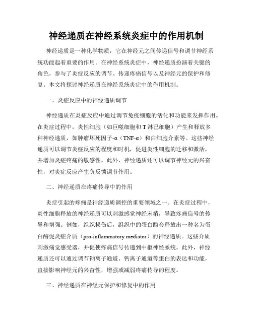 神经递质在神经系统炎症中的作用机制