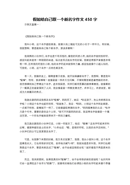 假如给自己取一个新名字作文450字