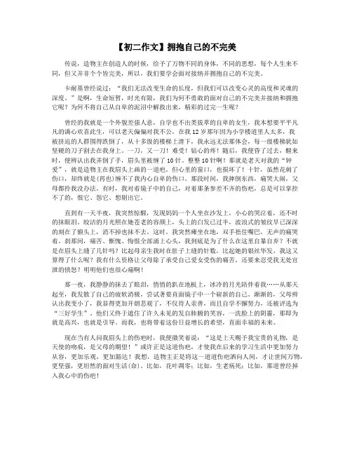 【初二作文】拥抱自己的不完美