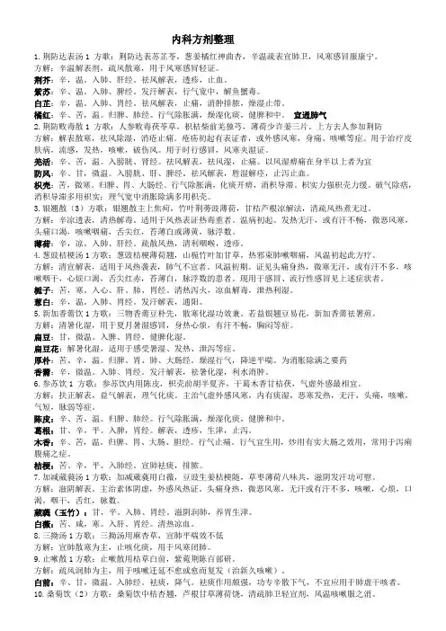 (完整版)中医内科方剂