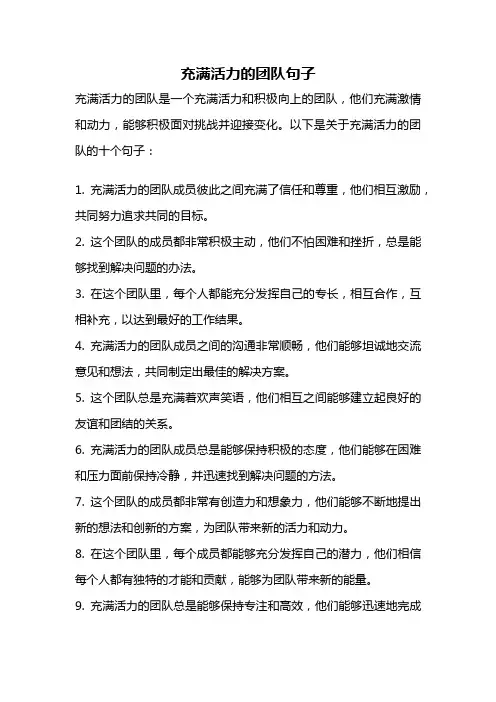 充满活力的团队句子