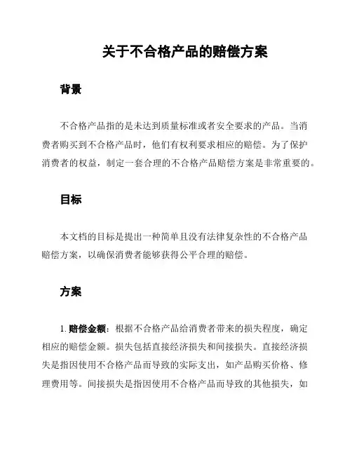 关于不合格产品的赔偿方案