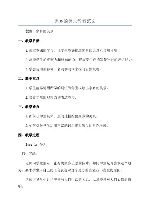 家乡的美景教案范文