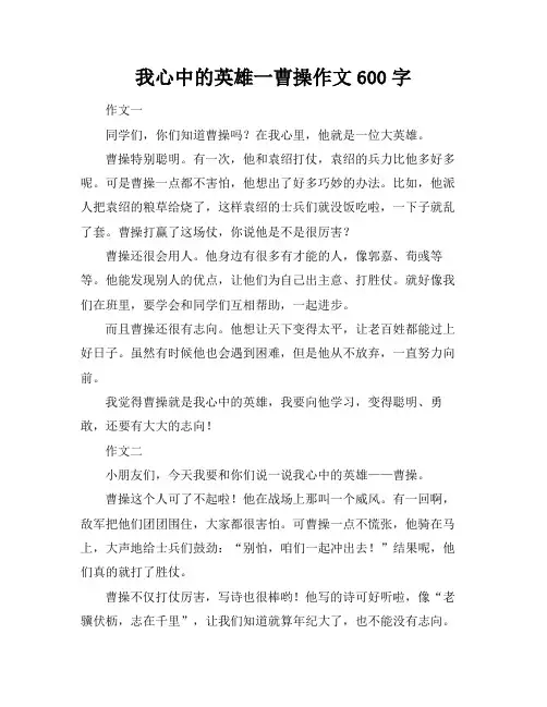 我心中的英雄一曹操作文600字