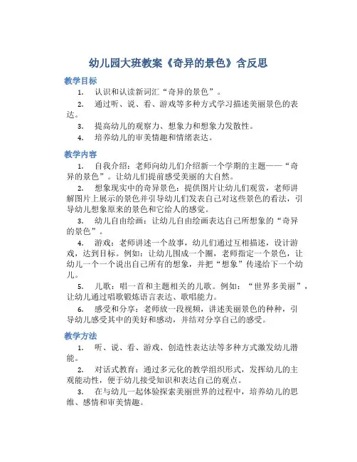 幼儿园大班教案《奇异的景色》含反思