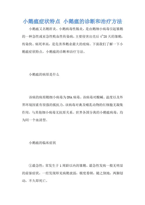 小鹅瘟症状特点 小鹅瘟的诊断和治疗方法
