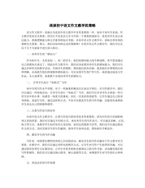 浅谈初中语文作文教学的策略