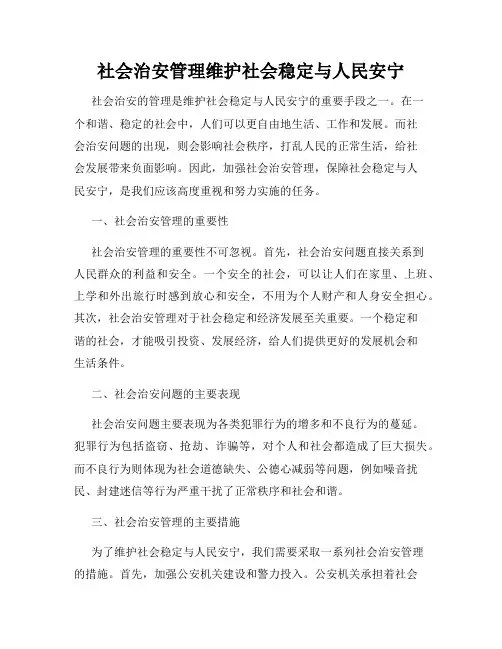 社会治安管理维护社会稳定与人民安宁