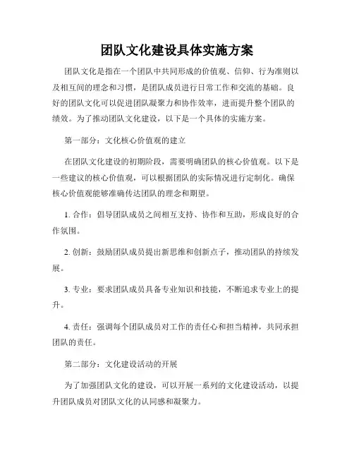 团队文化建设具体实施方案