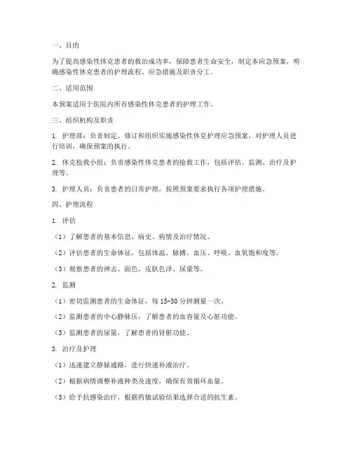感染者休克护理应急预案