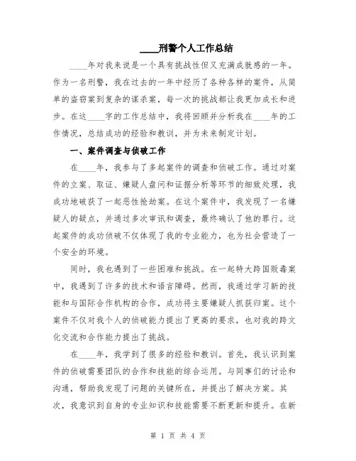2024刑警个人工作总结
