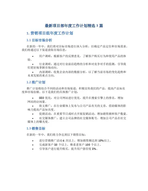 最新项目部年度工作计划精选3篇