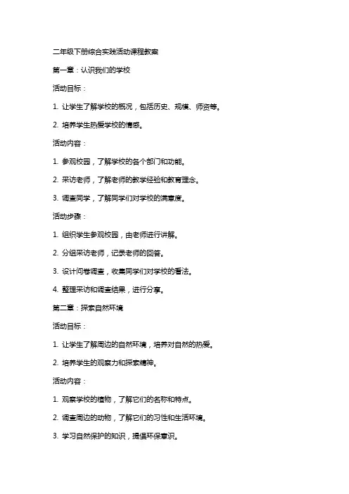 二年级下册综合实践活动课程教案