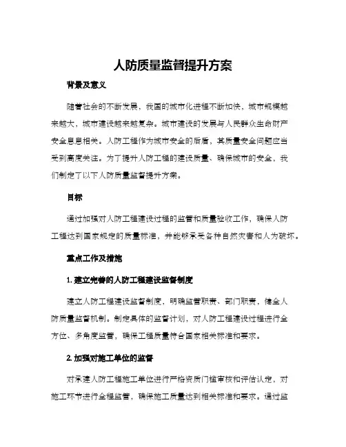 人防质量监督提升方案
