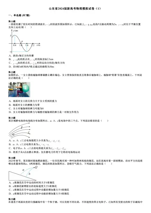 山东省2024届新高考物理模拟试卷(1)