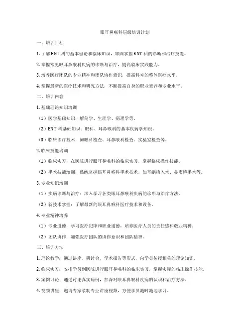 眼耳鼻喉科层级培训计划